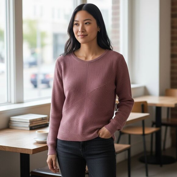 J.Jill Wearever Womens Small Ribbed Knit Pullover Sweater Smokey Plum - Picture 8 of 16